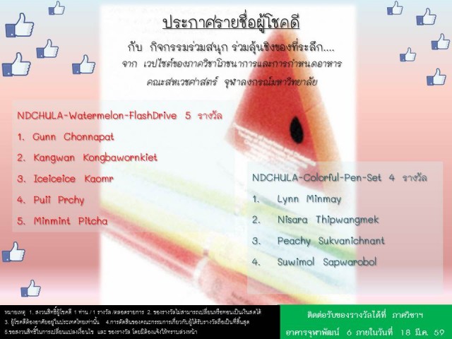 ประกาศรางวัล กิจกรรมร่วมสนุก แตงโม 9-3-59